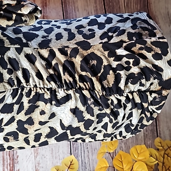 NEW STYLE & CO LEOPARD PRINT 3/4 GATHERED SLEEVE PULLOVER TOP BLOUSE - Picture 10 of 13